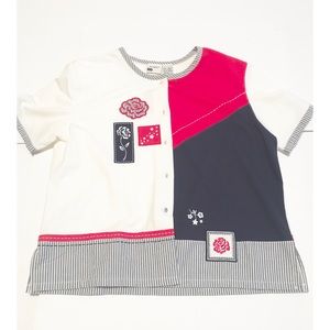 Vintage red , white, & blue color block shirt